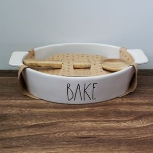 Rae Dunn "BAKE" - Cassarole Dish/ Wooden Spoon